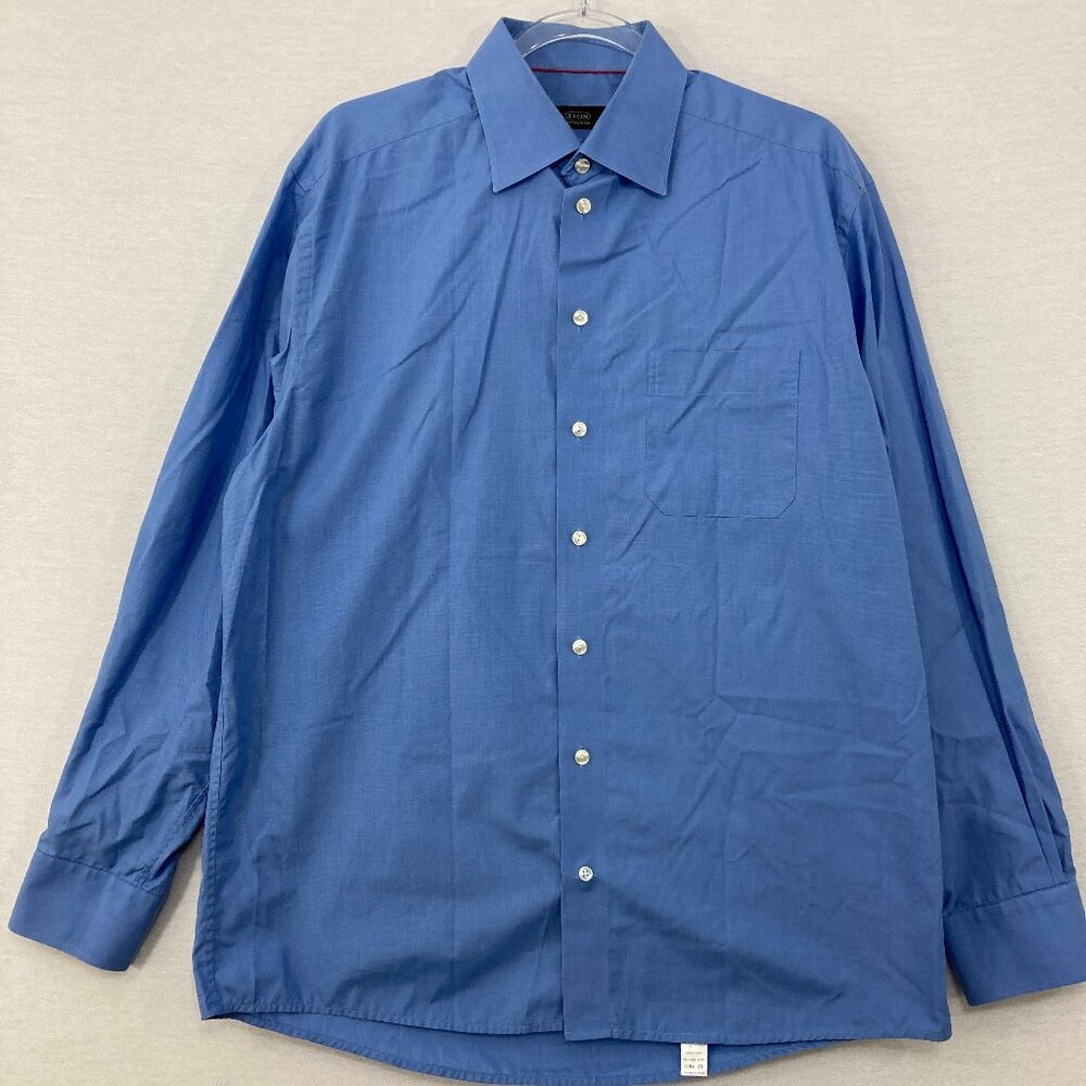 Eton size 42 Men's Blue Long Sleeve Button Down Office Business Preppy